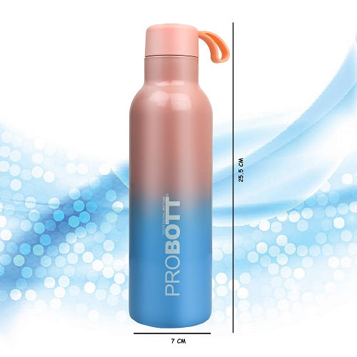 Probott Dream 750ml Stainless Steel Hot and Cold Water Bottle, Vacuum Insulated Flask Bottles, Dual Color Peach & Blue