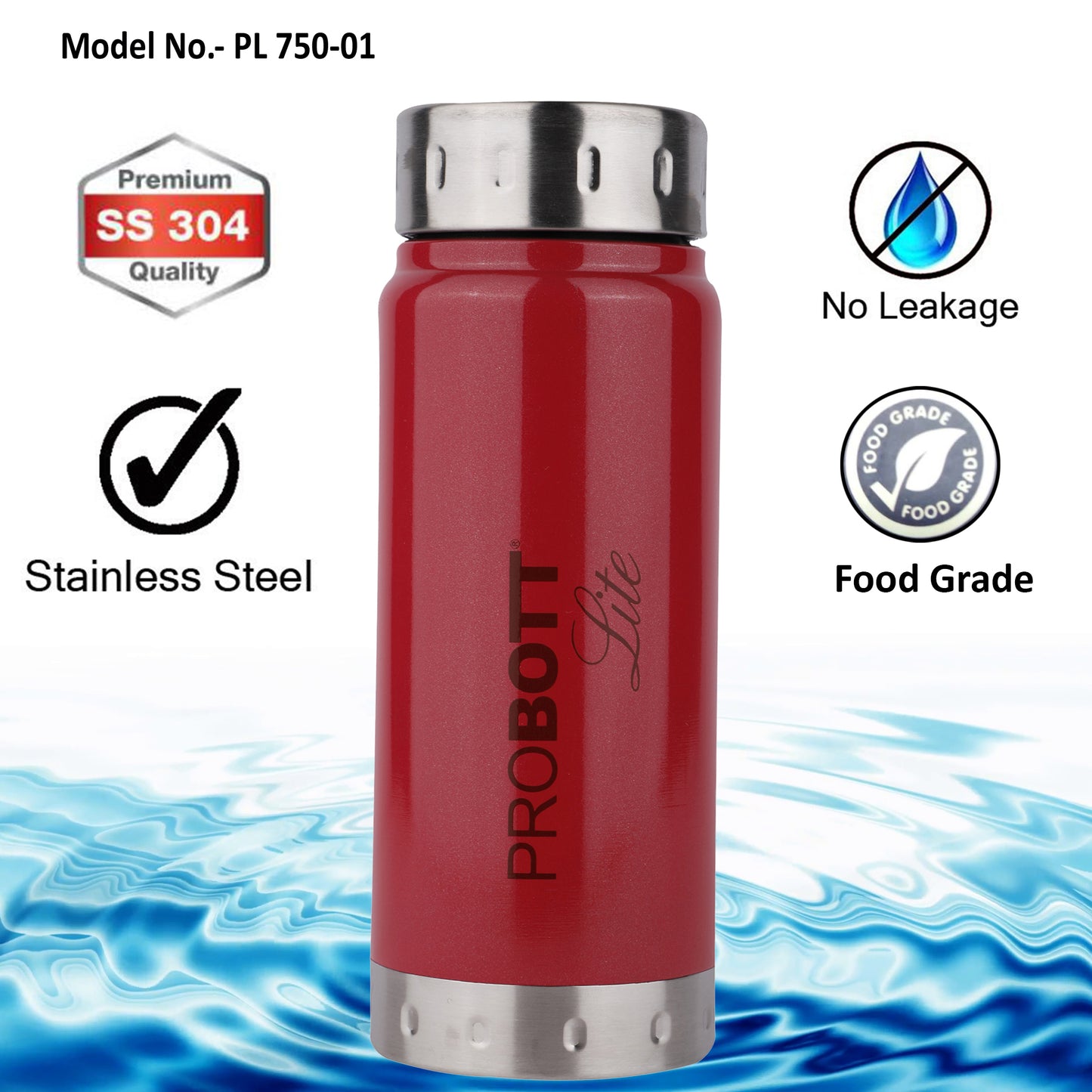 PROBOTT LITE Freeze Single Walled Stainless Steel Water Bottle 750ml -Pink PL 750-01