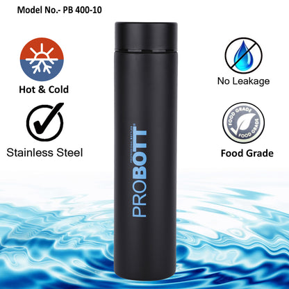 PROBOTT Compact 400ml Thermosteel Vacuum Flask, Stainless Steel Water Bottle - Blue