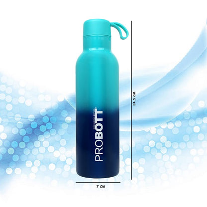 Probott Dream 500ml Stainless Steel Hot and Cold Water Bottle, Vacuum Insulated Flask Bottles, Dual Color Aqua Blue & Dark Blue