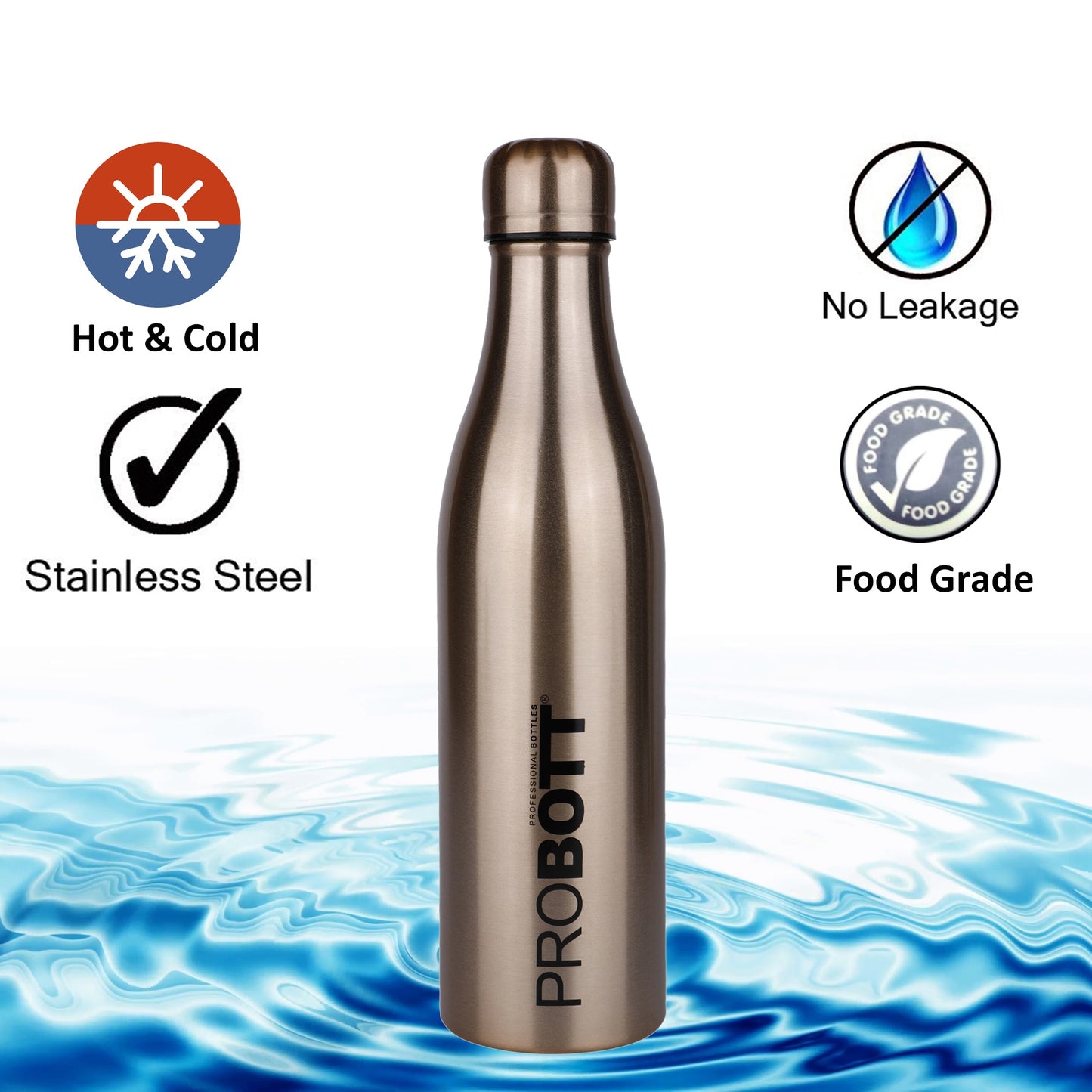 Probott Vintage 750ml Thermoses Vacuum Insulated Flask, Stainless Steel Water Bottles, Gold