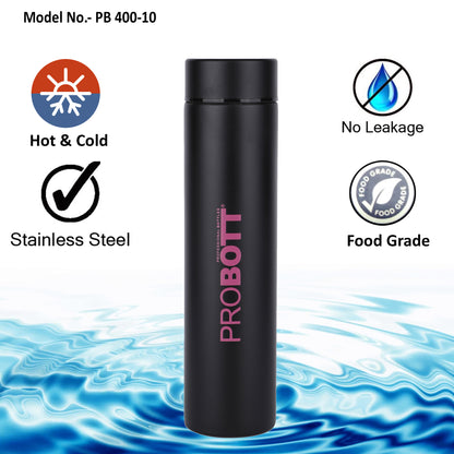 PROBOTT Compact 400ml Thermosteel Vacuum Flask, Stainless Steel Water Bottle - Pink