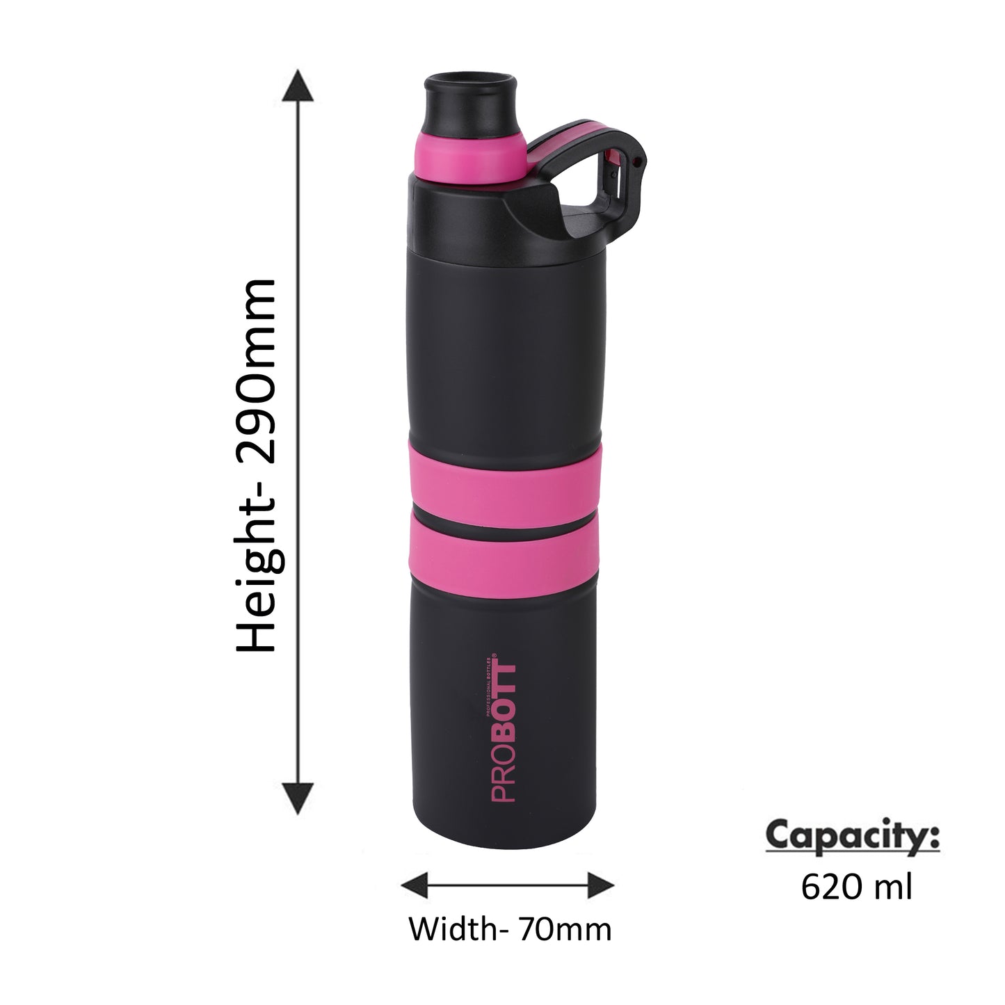 Probott Alpha 620ml Thermoses Vacuum Insulated Flask Sipper Bottle, Stainless Steel Water Bottles, Pink