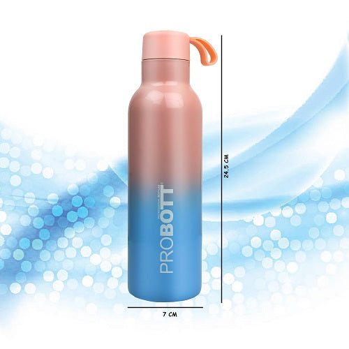 Probott Dream 500ml Stainless Steel Hot and Cold Water Bottle, Vacuum Insulated Flask Bottles, Dual Color Peach & Blue