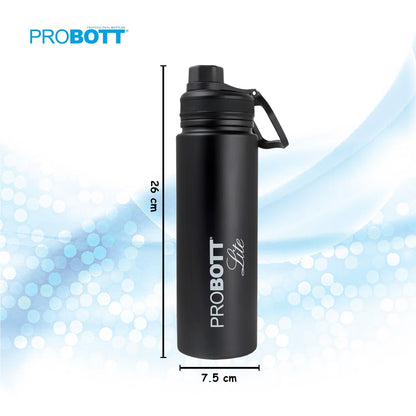 PROBOTT LITE Magic 950ml Single Wall Stainless Steel Water Bottle Without Vacuum Tech, Black