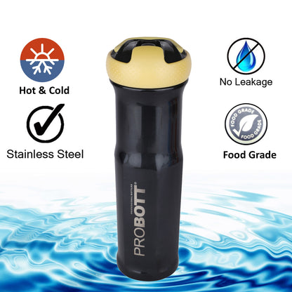 Probott Status 700ml Stainless Steel Water Bottle, Vacuum Insulated Flask Bottles, Beige | Hot and Cold | Easy to Carry | Leak Proof