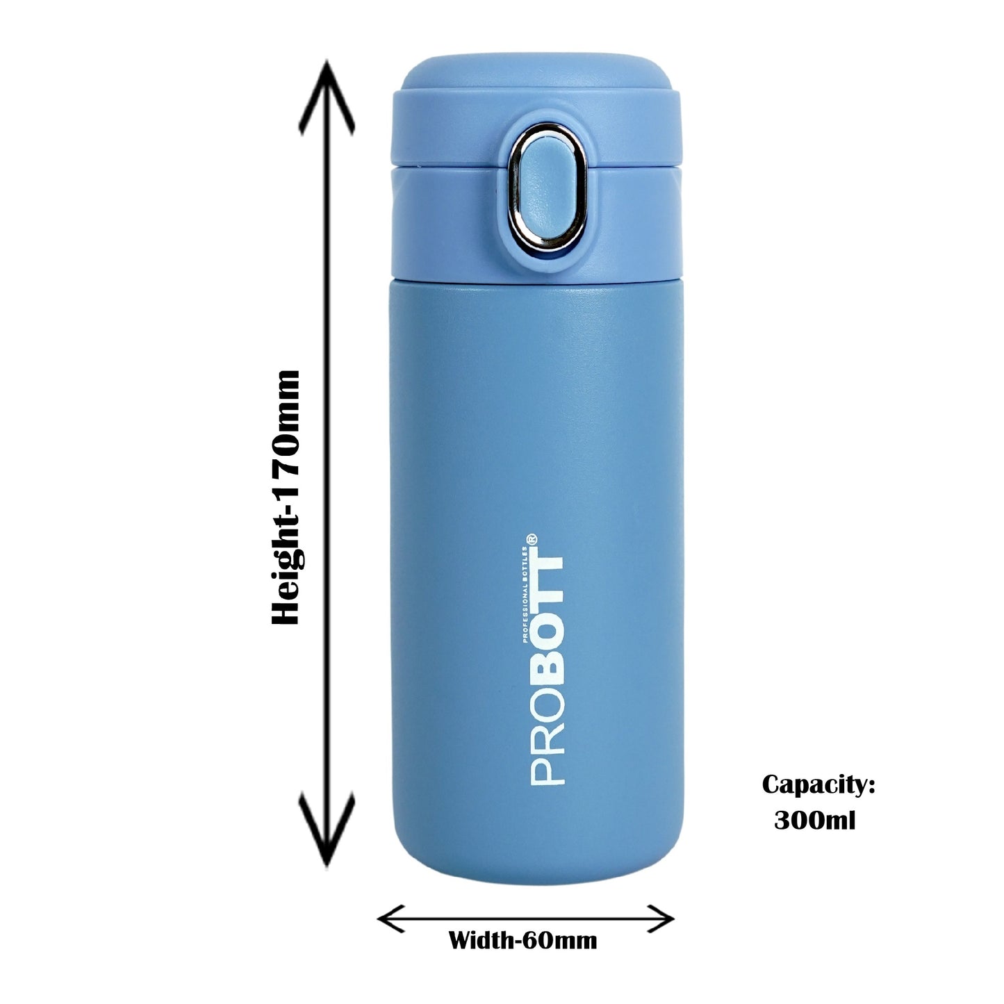 Probott Pride 300ml Thermosteel Hot & Cold Insulated Stainless Steel Travel Flask, Blue | Spill Proof | Coffee Tea Mug | Juice Mug | Easy Grip Easy to Carry