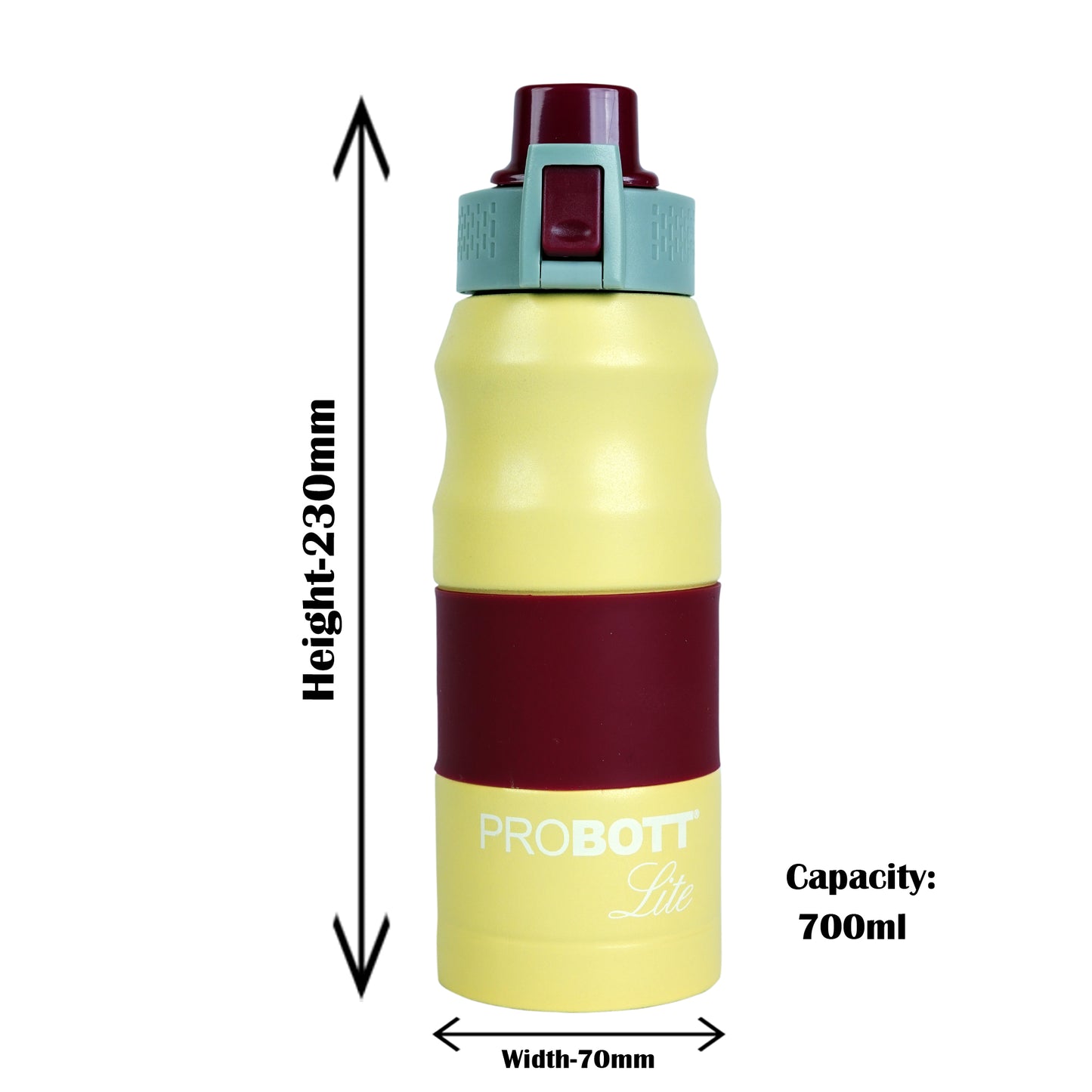 PROBOTT LITE Bliss 700ml Single Walled Stainless Steel Water Bottle, Yellow