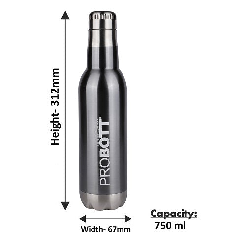 Probott Magnum Hot & Cold Stainless Steel Water Bottles, Vacuum Insulated Flask Bottles, 750 ml, Grey