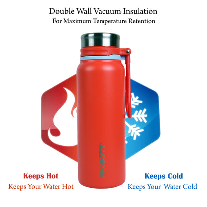 PROBOTT Marine 830ml Stainless Steel Water Bottles, Vacuum Insulated Flask Bottles, Red | Hot and Cold | Easy to Carry | Leak Proof