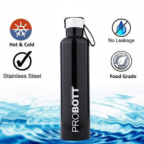 Probott Bang 900ml Thermoses Vacuum Insulated Flask Sports Bottle, Stainless Steel Water Bottles, Black