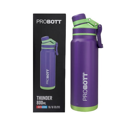 Probott Thunder 800ml Stainless Steel Hot and Cold Water Bottle, Vacuum Insulated Flask Bottle, Purple | PB 800-10