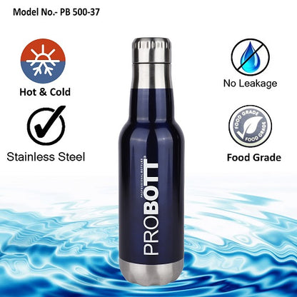 Probott Magnum Hot & Cold Stainless Steel Water Bottles, Vacuum Insulated Flask Bottles, 500 ml, Blue