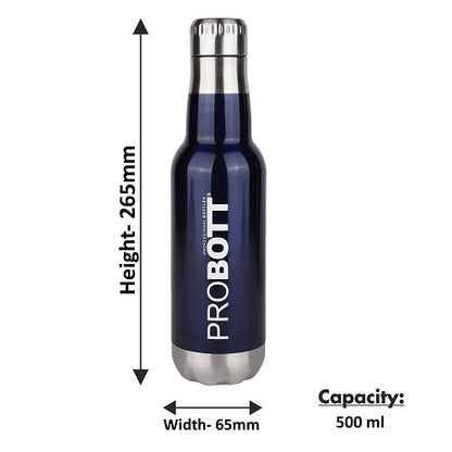 Probott Magnum Hot & Cold Stainless Steel Water Bottles, Vacuum Insulated Flask Bottles, 500 ml, Blue