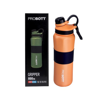 Probott Gripper 800ml Thermoses Vacuum Insulated Flask Sipper Bottle, Stainless Steel Water Bottles, Orange