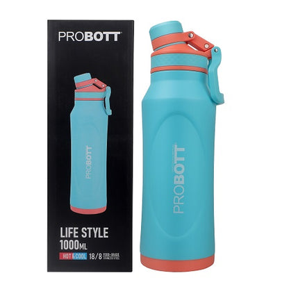 Probott Life Style Stainless Steel Hot and Cold 1000ml Water Bottle, Vacuum Insulated Flask Bottle, Blue