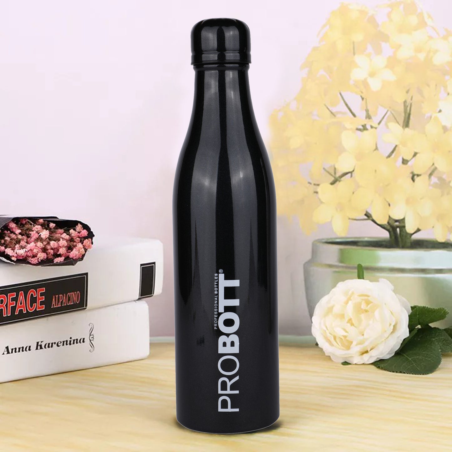 Probott Vintage 750ml Thermoses Vacuum Insulated Flask, Stainless Steel Water Bottles, Black