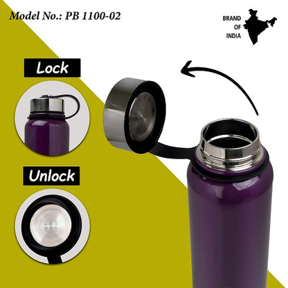 Probott Hulk 1100ml Stainless Steel Hot & Cold Water Bottle, Vacuum Insulated Flask Bottles, Purple