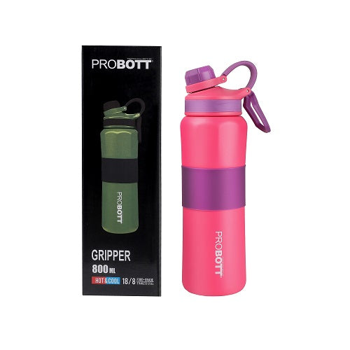 Probott Gripper 800ml Thermoses Vacuum Insulated Flask Sipper Bottle, Stainless Steel Water Bottles, Pink