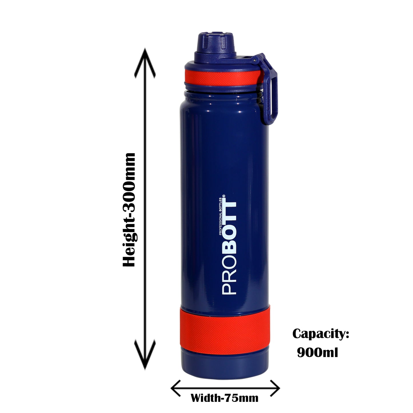 Probott Rainbow 900ml Thermoses Vacuum Insulated Flask Sipper Bottle, Stainless Steel Water Bottles, Dark Blue