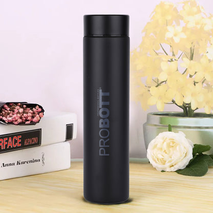 PROBOTT Compact 400ml Thermosteel Vacuum Flask, Stainless Steel Water Bottle - Black