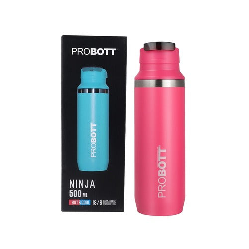 Probott Ninja 500ml Thermoses Vacuum Insulated Flask, Stainless Steel Water Bottles, Pink