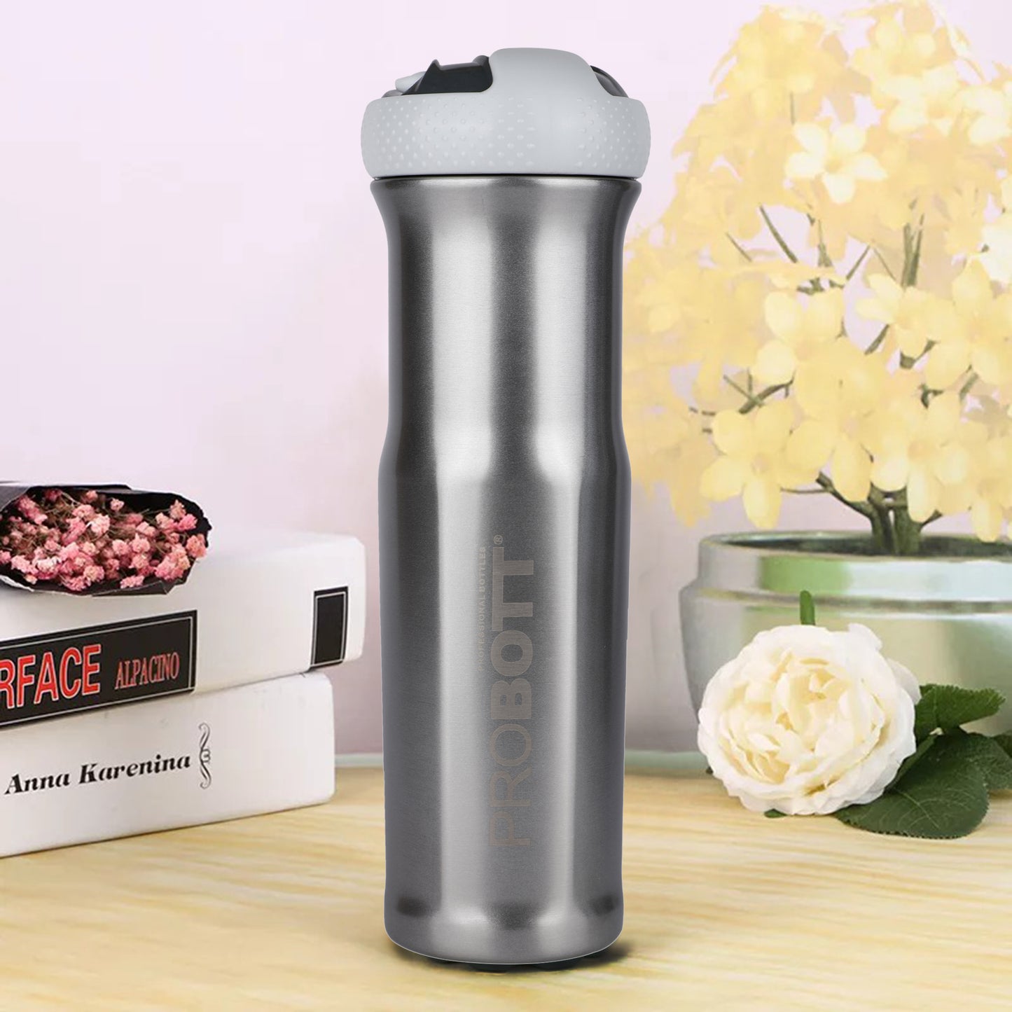 Probott Status 700ml Stainless Steel Water Bottle, Vacuum Insulated Flask Bottles, Silver | Hot and Cold | Easy to Carry | Leak Proof