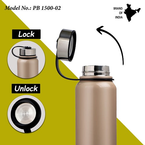 Probott Hulk 1500ml Stainless Steel Hot & Cold Water Bottle, Vacuum Insulated Flask Bottles, Beige