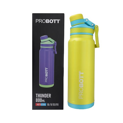 Probott Thunder 800ml Stainless Steel Hot and Cold Water Bottle, Vacuum Insulated Flask Bottle, Yellow | PB 800-10