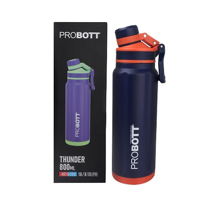 Probott Thunder 800ml Stainless Steel Hot and Cold Water Bottle, Vacuum Insulated Flask Bottle, Navy Blue | PB 800-10