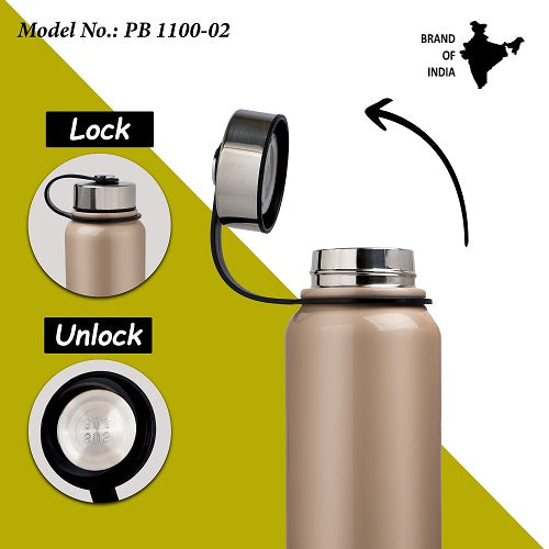 Probott Hulk 1100ml Stainless Steel Hot & Cold Water Bottle, Vacuum Insulated Flask Bottles, Beige