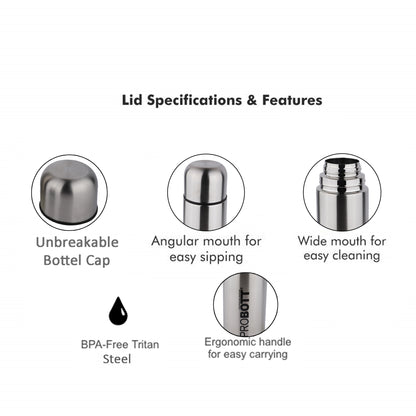 Probott Old Edition Water Bottle, Stainless Steel Water Bottles, Vacuum Insulated Flask Bottles, 750 ml, Silver | Hot and Cold | Easy to Carry | Rust & Leak Proof | Tea | Coffee | Office| Gym | Travel