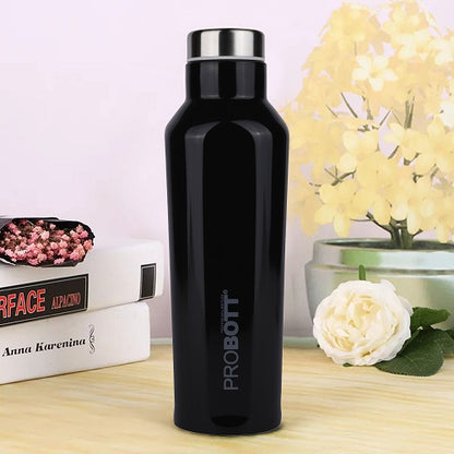 Probott Dome Water Bottle, Stainless Steel Water Bottles, Vacuum Insulated Flask Bottles, 500 ml, Black