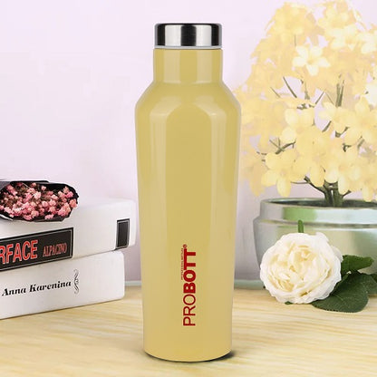 Probott Dome Water Bottle, Stainless Steel Water Bottles, Vacuum Insulated Flask Bottles, 500 ml, Yellow