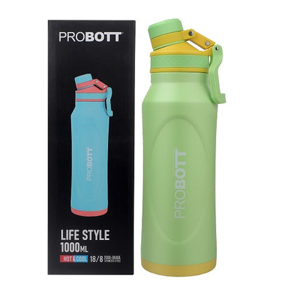 Probott Life Style Stainless Steel Hot and Cold 1000ml Water Bottle, Vacuum Insulated Flask Bottle, Green