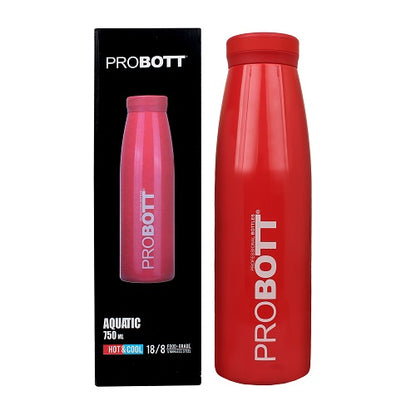 Probott Aquatic 750ml Vacuum Insulated Flask Bottle, Stainless Steel Hot and Cold Water Bottles, Red