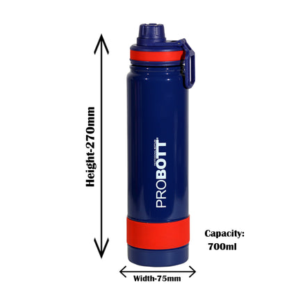 Probott Rainbow 700ml Thermoses Vacuum Insulated Flask Sipper Bottle, Stainless Steel Water Bottles, Dark Blue