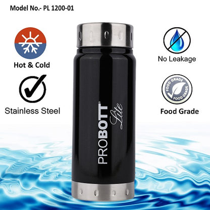 PROBOTT LITE Freeze Single Walled Stainless Steel Water Bottle 1200ml -Black PL 1200-01