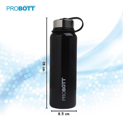 Probott Hulk 1100ml Stainless Steel Hot & Cold Water Bottle, Vacuum Insulated Flask Bottles, Black