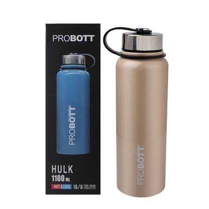 Probott Hulk 1100ml Stainless Steel Hot & Cold Water Bottle, Vacuum Insulated Flask Bottles, Beige