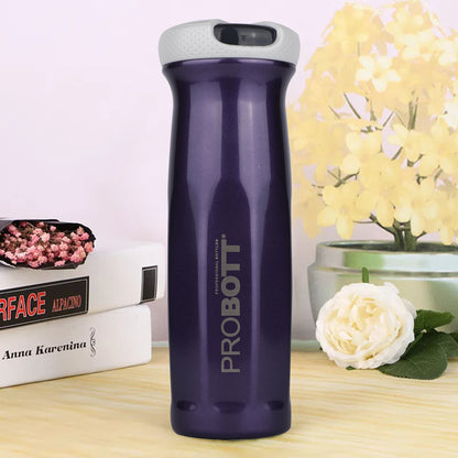 Probott Swipe 600ml Stainless Steel Water Bottle, Vacuum Insulated Flask Bottles, Purple | Hot and Cold | Easy to Carry | Leak Proof