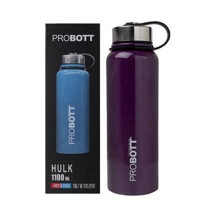 Probott Hulk 1100ml Stainless Steel Hot & Cold Water Bottle, Vacuum Insulated Flask Bottles, Purple