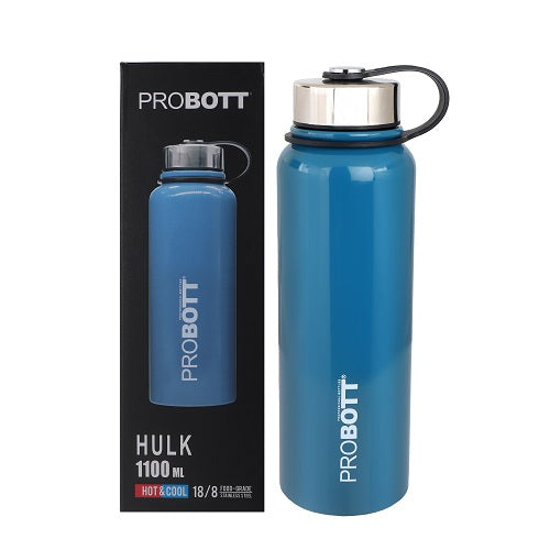 Probott Hulk 1100ml Stainless Steel Hot & Cold Water Bottle, Vacuum Insulated Flask Bottles, Blue