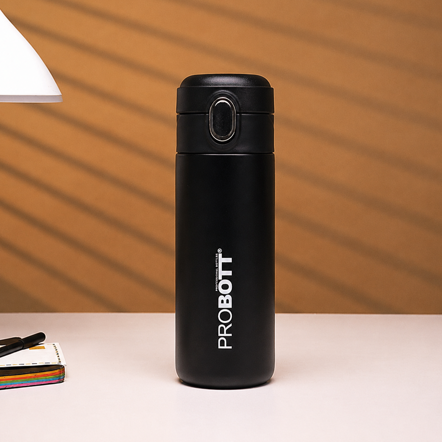 Probott Pride 300ml Thermosteel Hot & Cold Insulated Stainless Steel Travel Flask, Black | Spill Proof | Coffee Tea Mug | Juice Mug | Easy Grip Easy to Carry