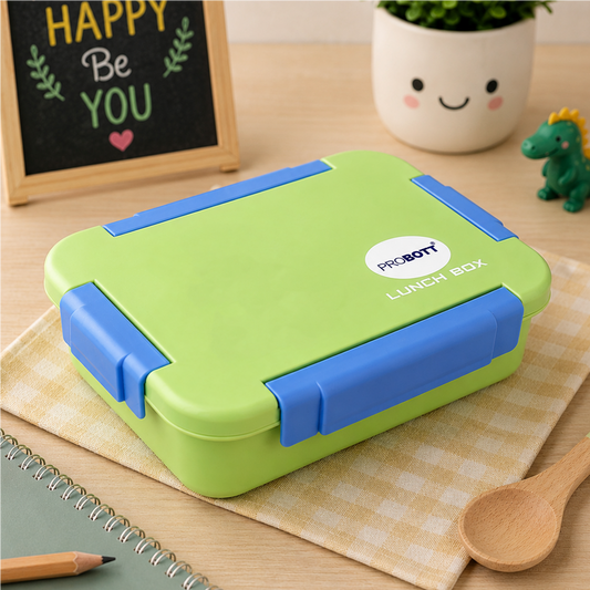 PROBOTT Lunch On 710 ml Stainless Steel Lunch Box, 3 Grid Leak-Proof BPA Free Tiffin Box, Perfect for School, Office, Travel, Picnic | Green