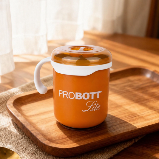 PROBOTT LITE Cuppa Stainless Steel Mug/Cup with Lid 280ml, Stylish Cup Ideal for Hot & Cold Coffee, Tea | Desk Mug – Orange