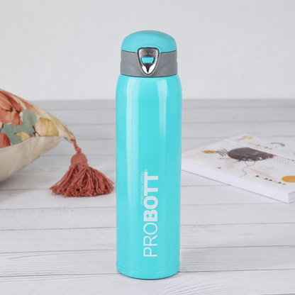 Probott Swift 500ml Thermoses Vacuum Insulated Flask Bottle, Stainless Steel Water Bottles, Sky Blue | Wide Mouth | Flip Top Cap | Hot and Cold | Leak Proof