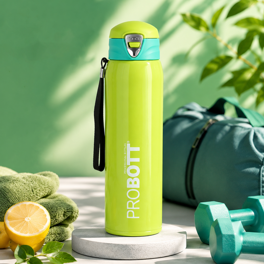 Probott Swift 500ml Thermoses Vacuum Insulated Flask Bottle, Stainless Steel Water Bottles, Green | Wide Mouth | Flip Top Cap | Hot and Cold | Leak Proof
