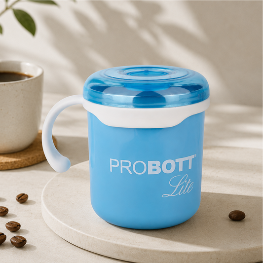 PROBOTT LITE Cuppa Stainless Steel Mug/Cup with Lid 280ml, Stylish Cup Ideal for Hot & Cold Coffee, Tea | Desk Mug – Blue