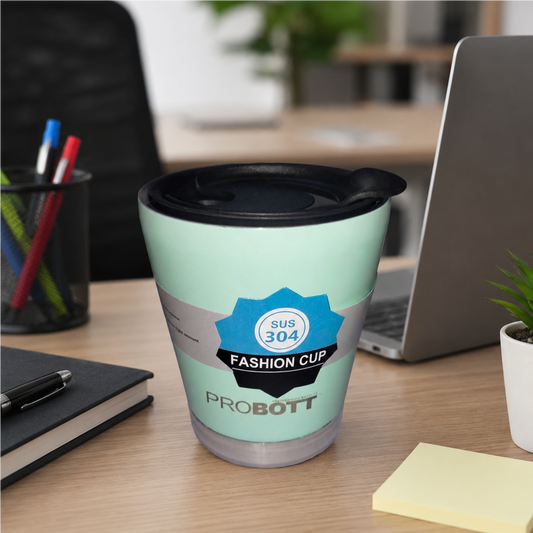 PROBOTT Refresh Stainless Steel Mug/Cup with Lid 380ml, Hot & Cold Vacuum Insulated Stylish Cup Ideal for Hot & Cold Coffee, Tea | Desk Mug – Green
